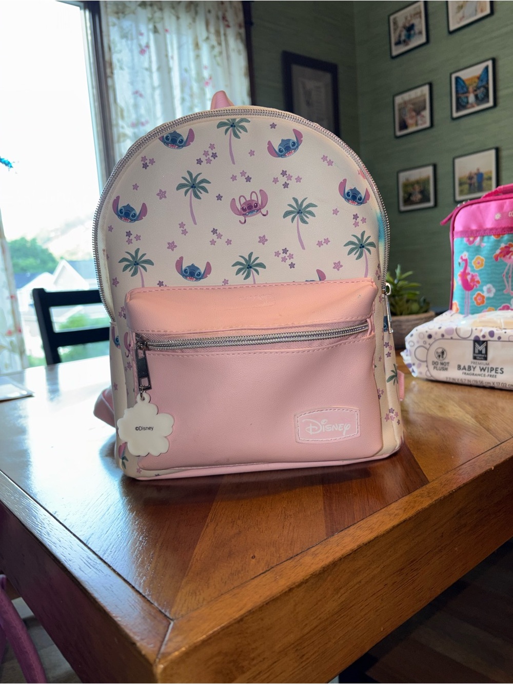Disney Pink & White Stitch Palm Mini Backpack